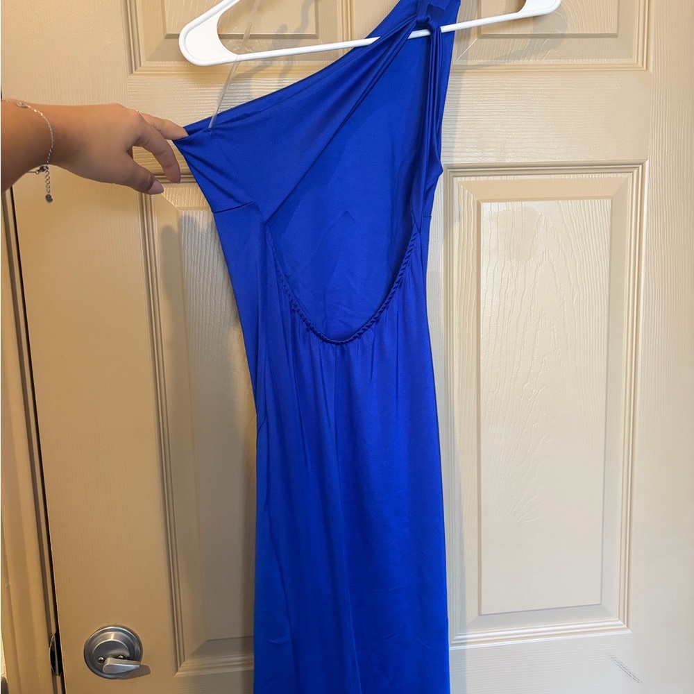 Made in Italy Vibrant Blue One-Shoulder Dress